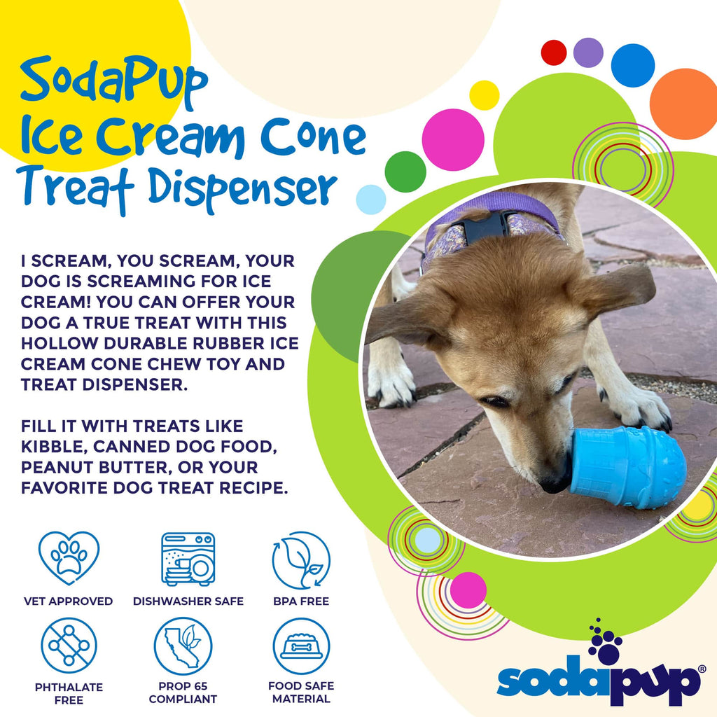 Ice Cream Cone Dog Chew Toy & Treat Dispenser, Large, Natural Rubber