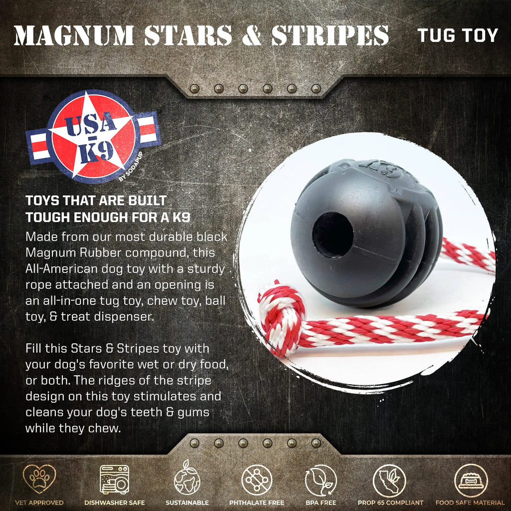 USA-K9 Magnum Black Stars and Stripes Large Dog Chew Toy