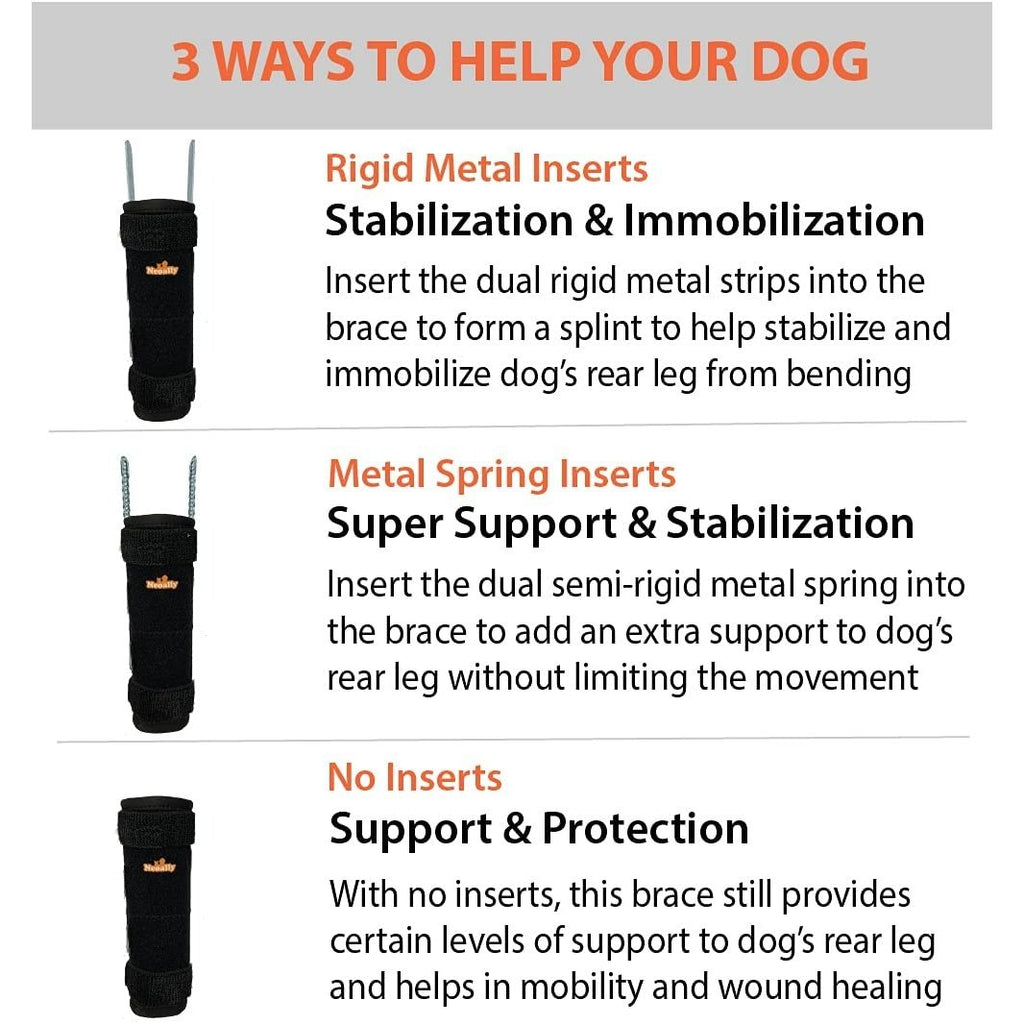 Rear Leg Braces for Dogs with Interchangeable Metal Support