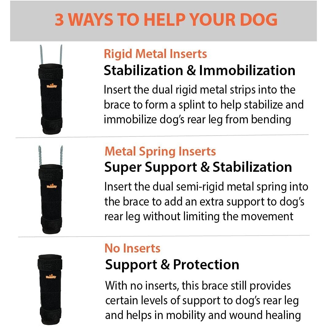 Rear Leg Braces for Dogs with Interchangeable Metal Support