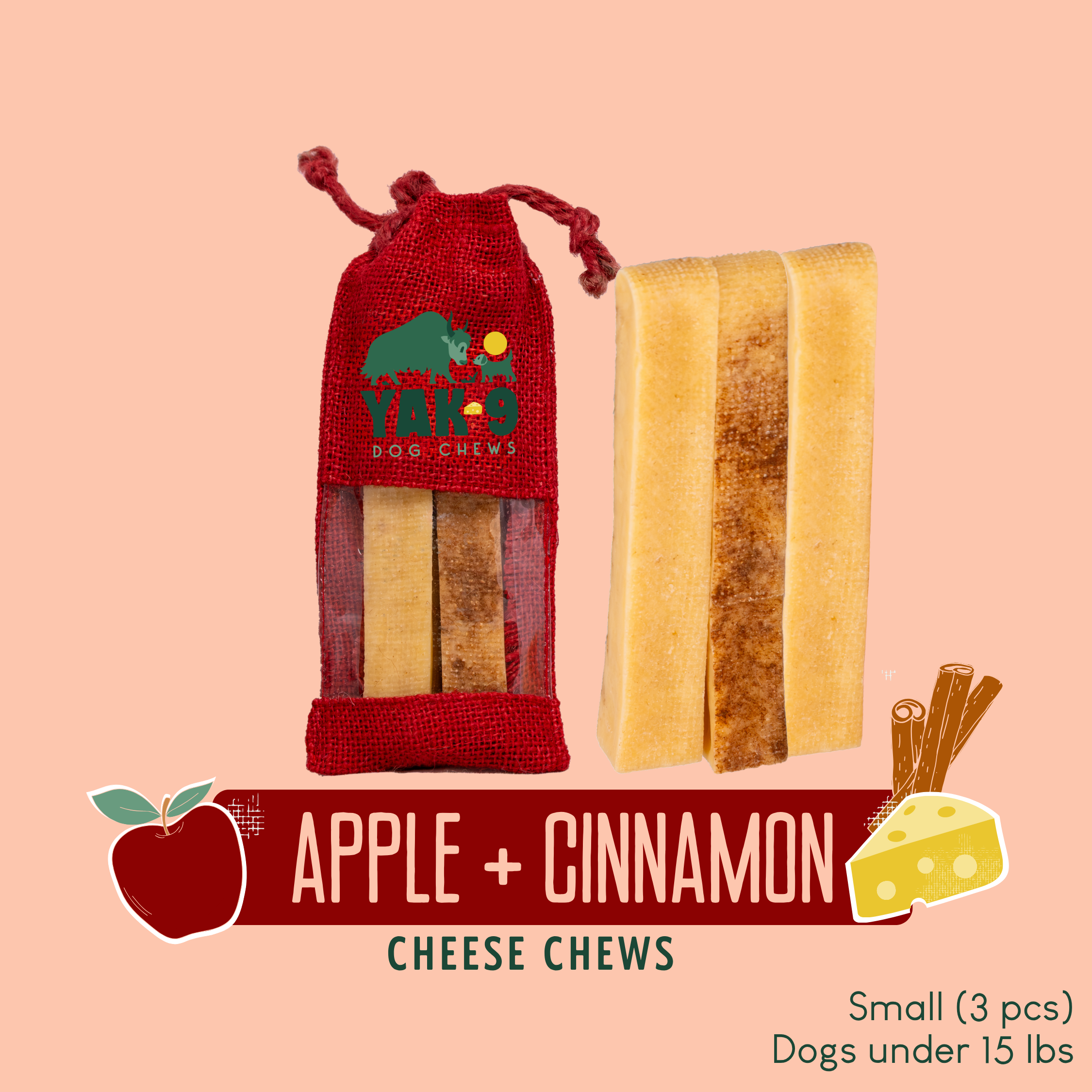 Apple & Cinnamon Yak Milk Dog Chew – All Natural Ingredients