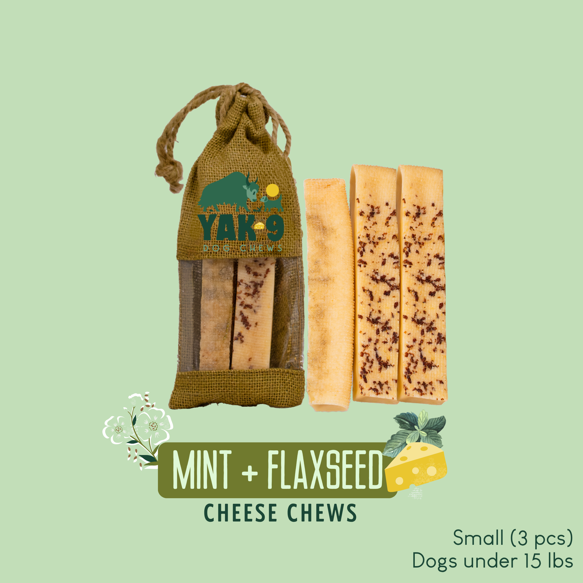 Yak9 Flaxseed & Mint Yak Chews for Dogs
