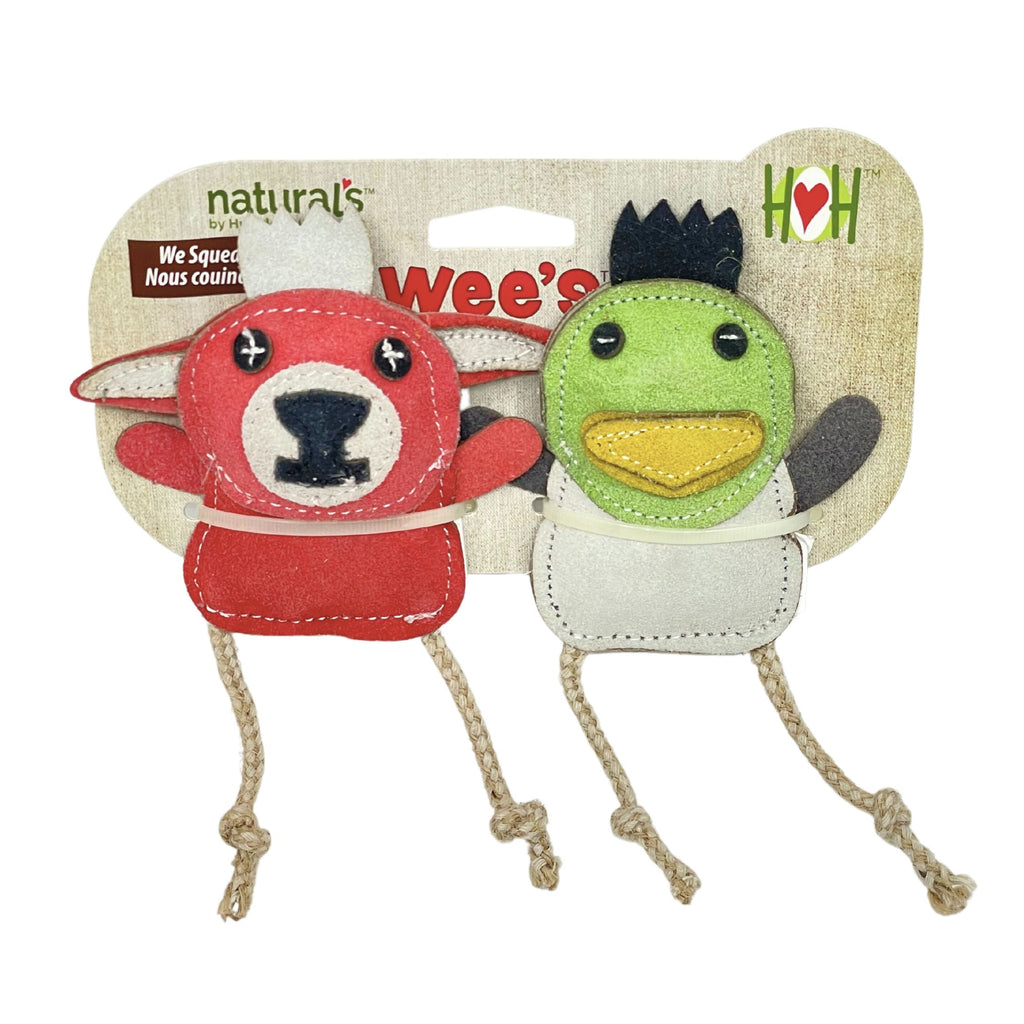 Wee Buddies Natural Leather & Cotton Rope Dog Toys, Set of 2