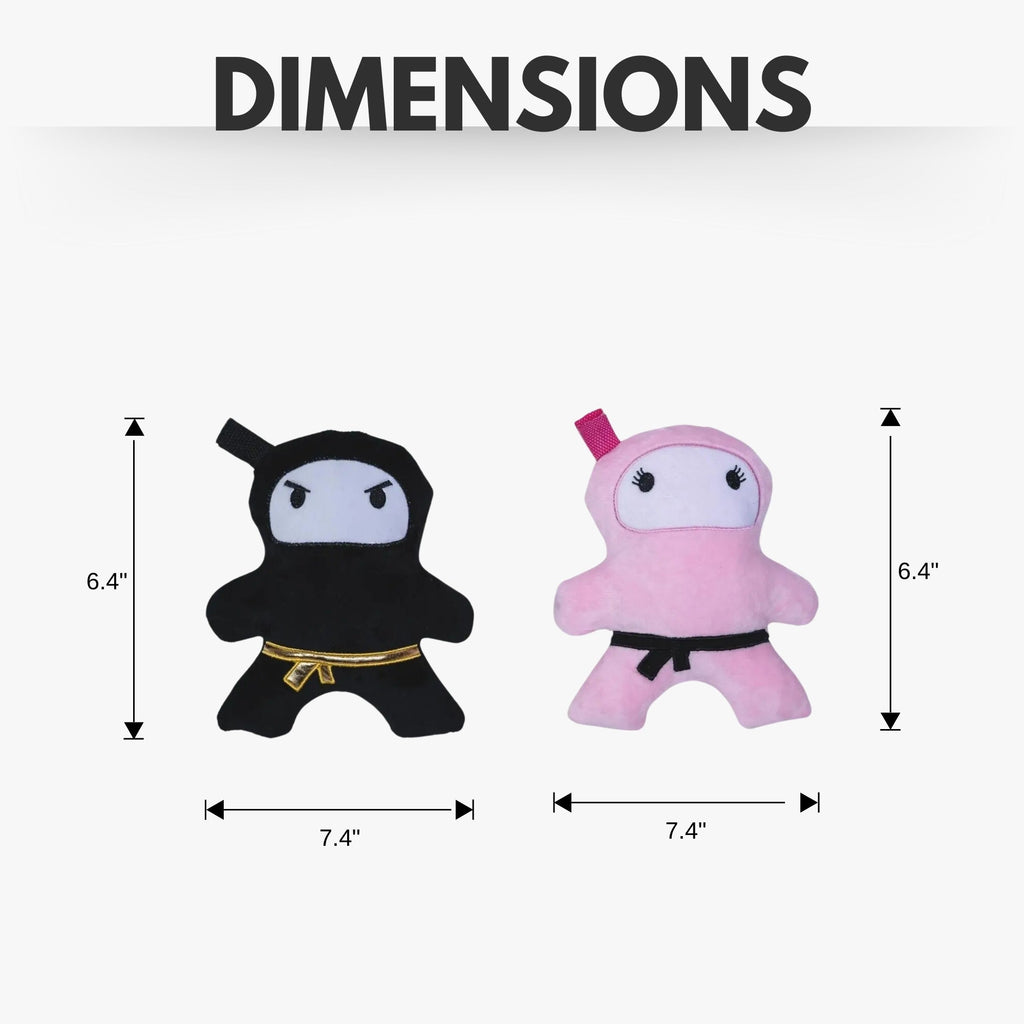 BFF Plush Ninja Dog Toy Set – Black & Pink, 2-Pack