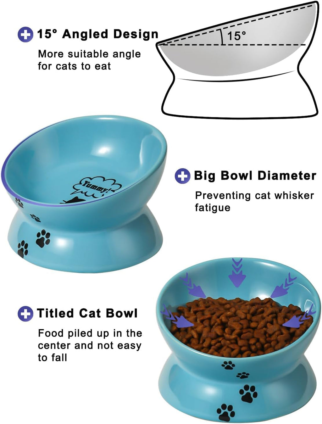 Elevated Ceramic Cat Bowl – Raised, Tilted Design