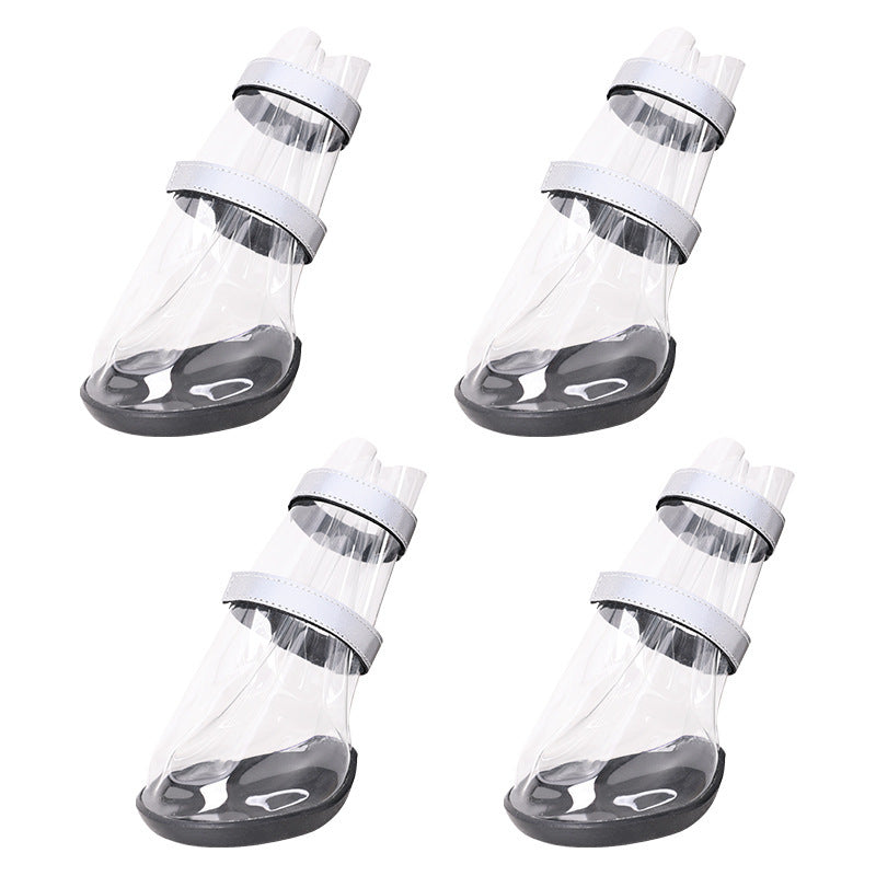 Waterproof PVC Dog Shoes, Non-Slip, Black, Set of 4