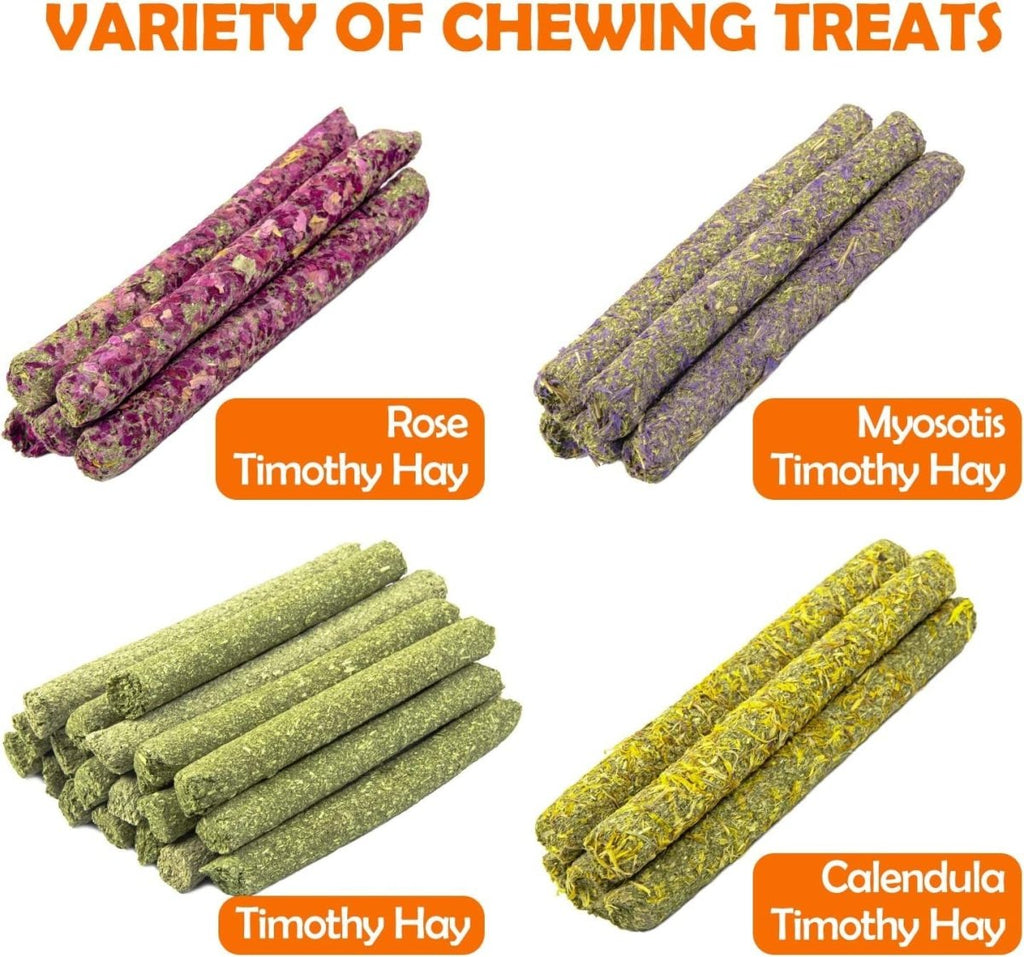 Timothy Hay Sticks Variety Pack for Small Pets, 32 Pieces