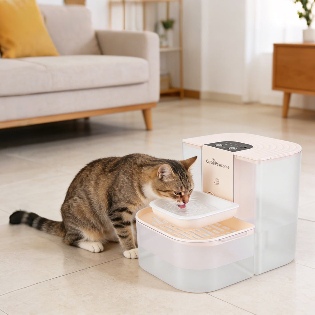 Automatic Dual-Tank Pet Water Dispenser, 4.5L Cordless Rechargeable