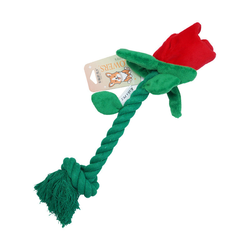 Cotton Rope Dog Toy, 35 cm – Red, Yellow, or Pink