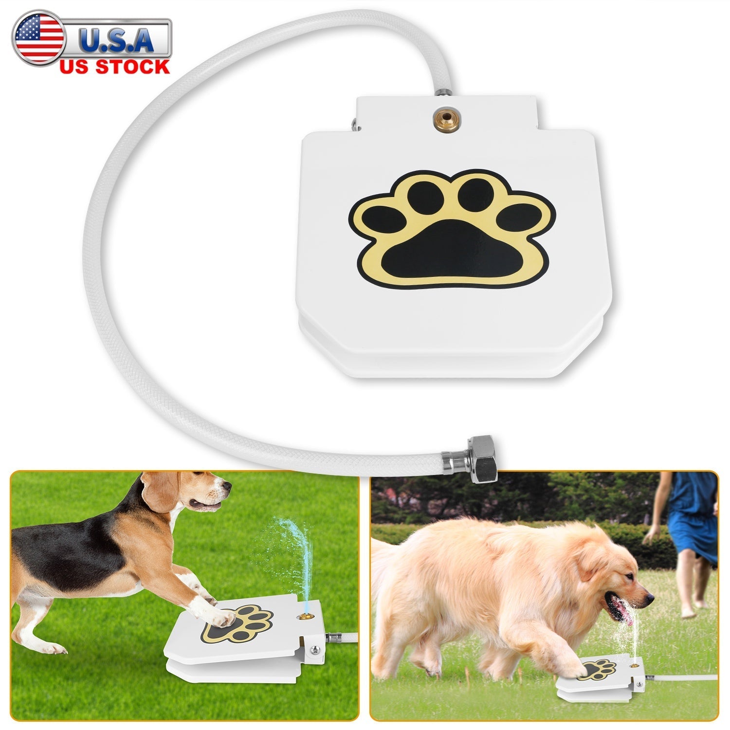 Step-On Outdoor Dog Water Fountain with Paw Pedal