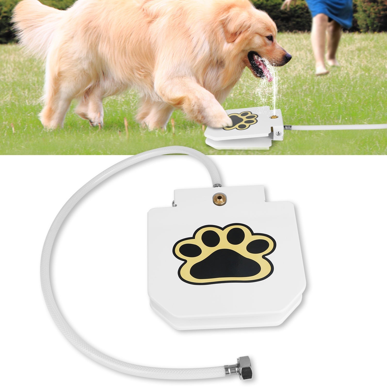 Step-On Outdoor Dog Water Fountain with Paw Pedal