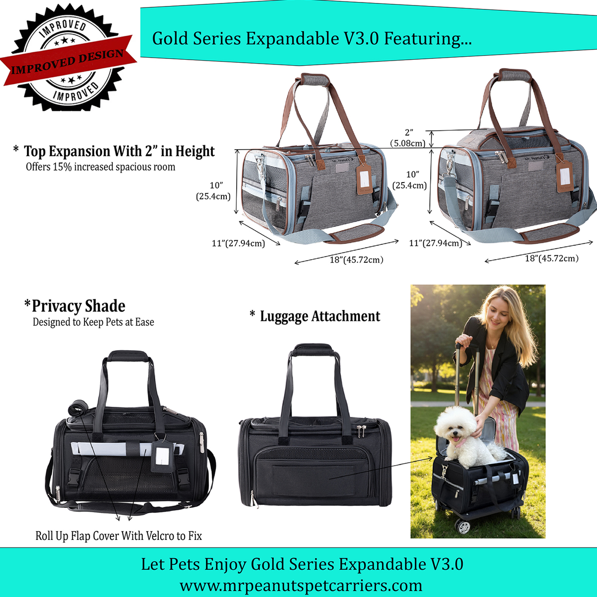 Mr. Peanut's Gold Series Expandable V3.0 Pet Carrier