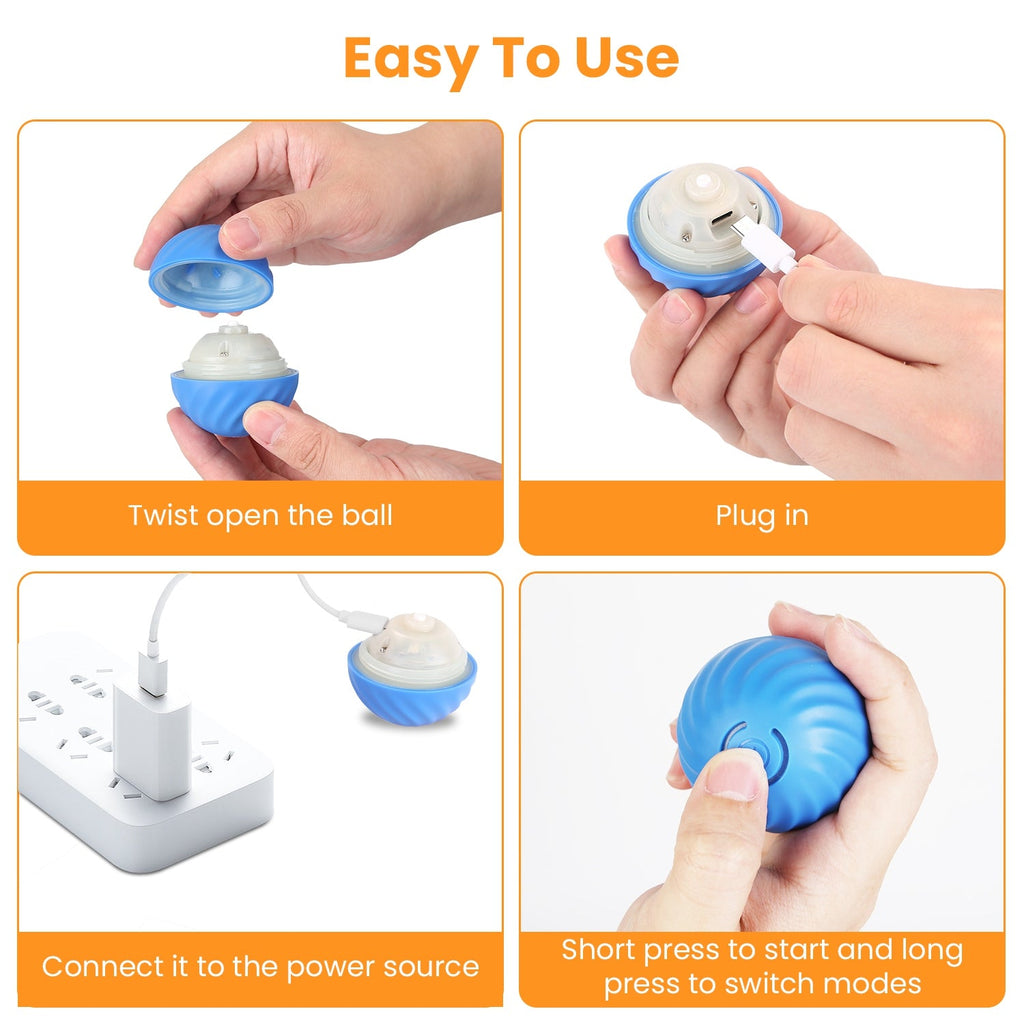 Interactive Rolling Ball Cat Toy with Rechargeable Battery