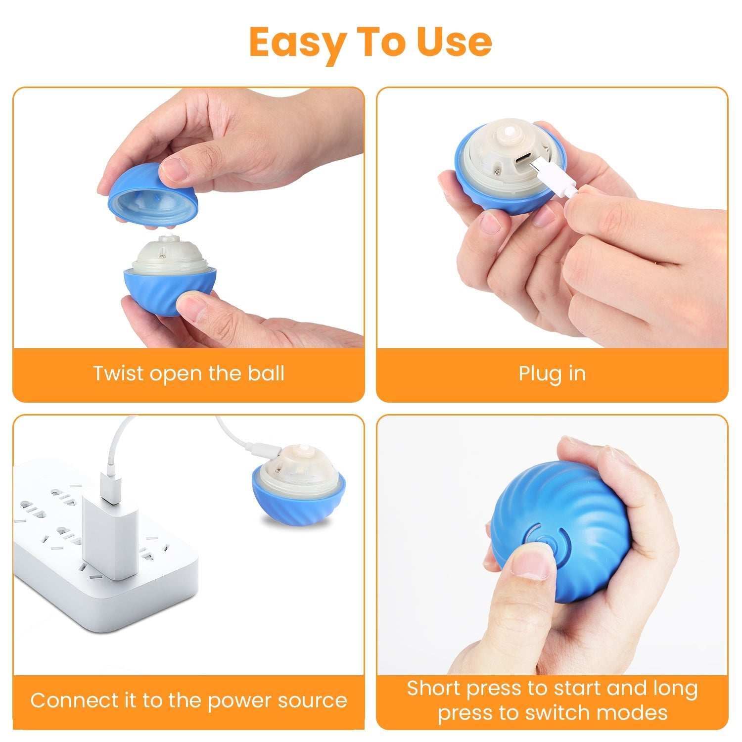 Interactive Rolling Ball Cat Toy with Rechargeable Battery
