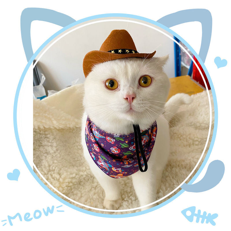 Star Cowboy Hat for Cats and Small Dogs, Adjustable Fit