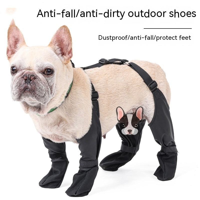 Soft Dog Paw Non-Slip Shoes, Waterproof, Black (Set of 4)