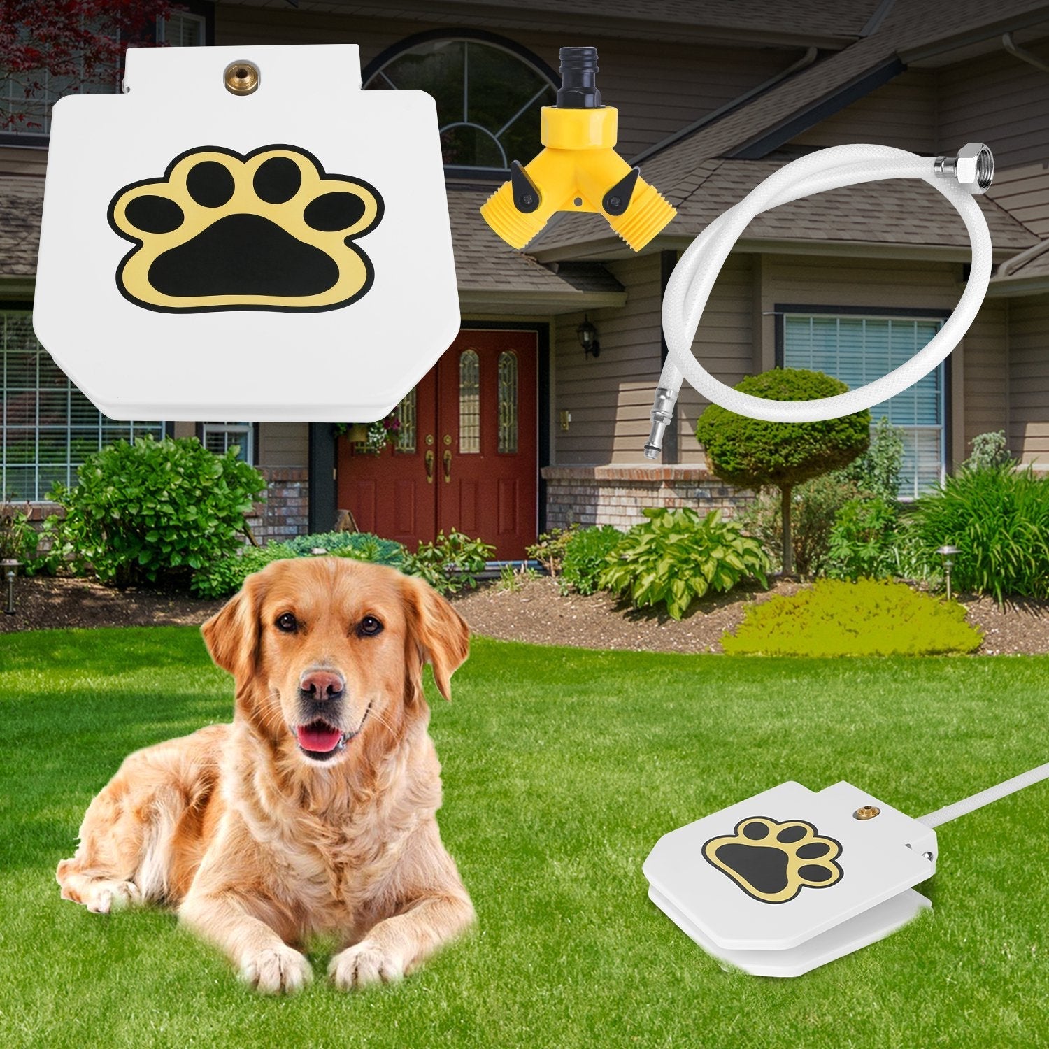 Step-On Outdoor Dog Water Fountain with Paw Pedal