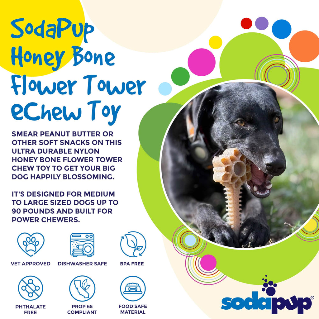 Honey Bone Dental Flower Tower Chew Toy for Medium & Large Dogs