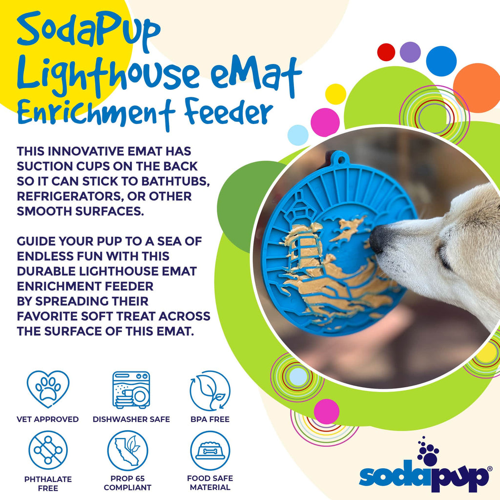 Lighthouse Dog Lick Mat with Suction Cups, 8" Diameter