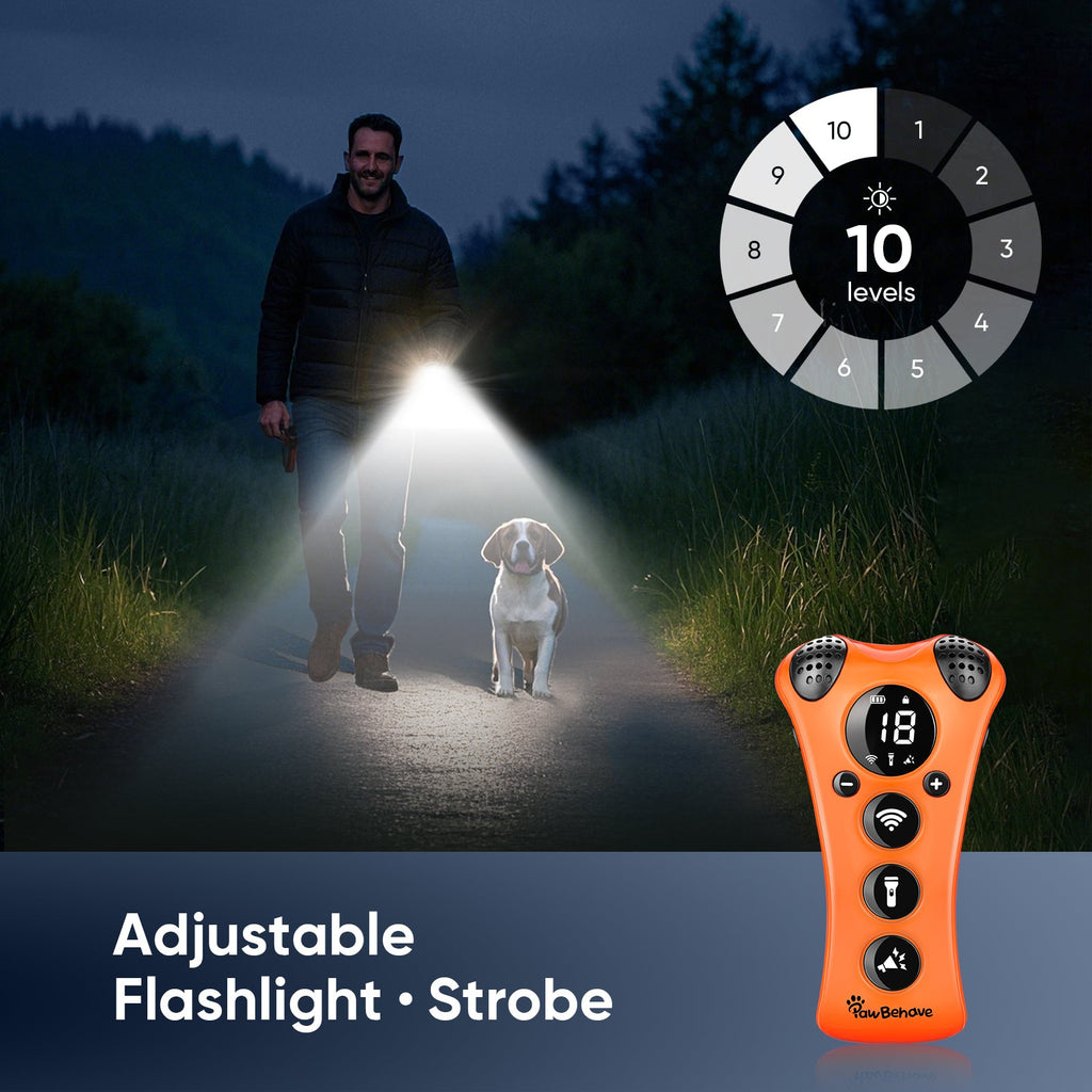 PawBehave Adjustable Ultrasonic Dog Trainer with LED Flashlight