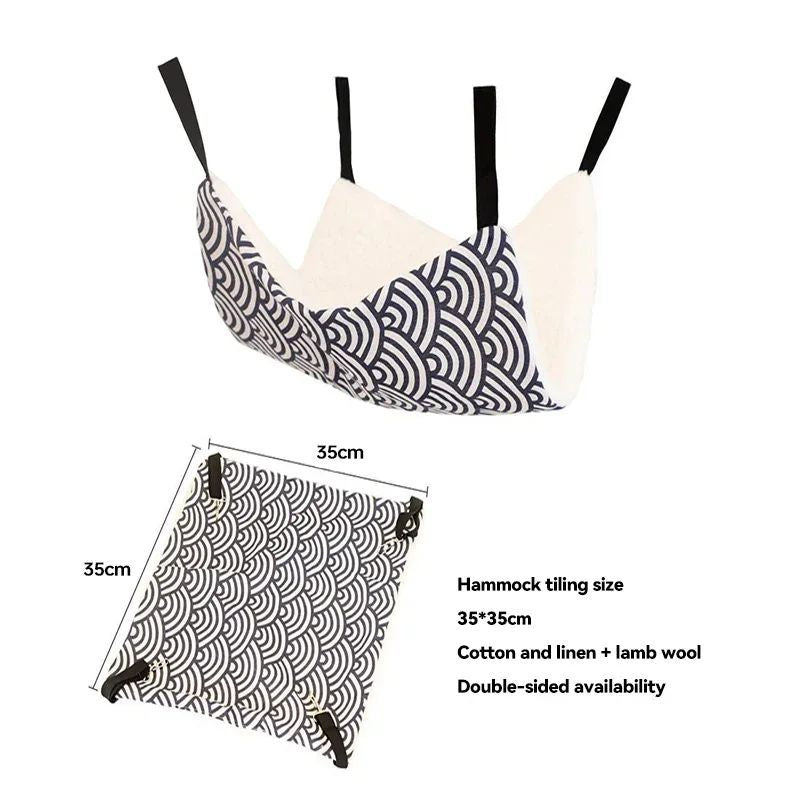 Flannel Cat Hammock with Plastic Hooks, Multiple Sizes