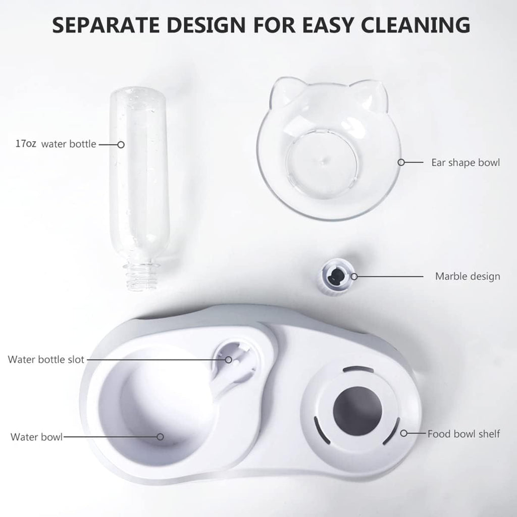 2-in-1 Cat and Small Dog Feeder with Automatic Water Dispenser