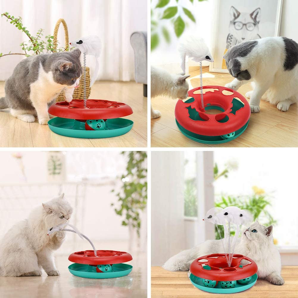 Interactive Cat Toy Set with Track, Mouse, and Rolling Ball