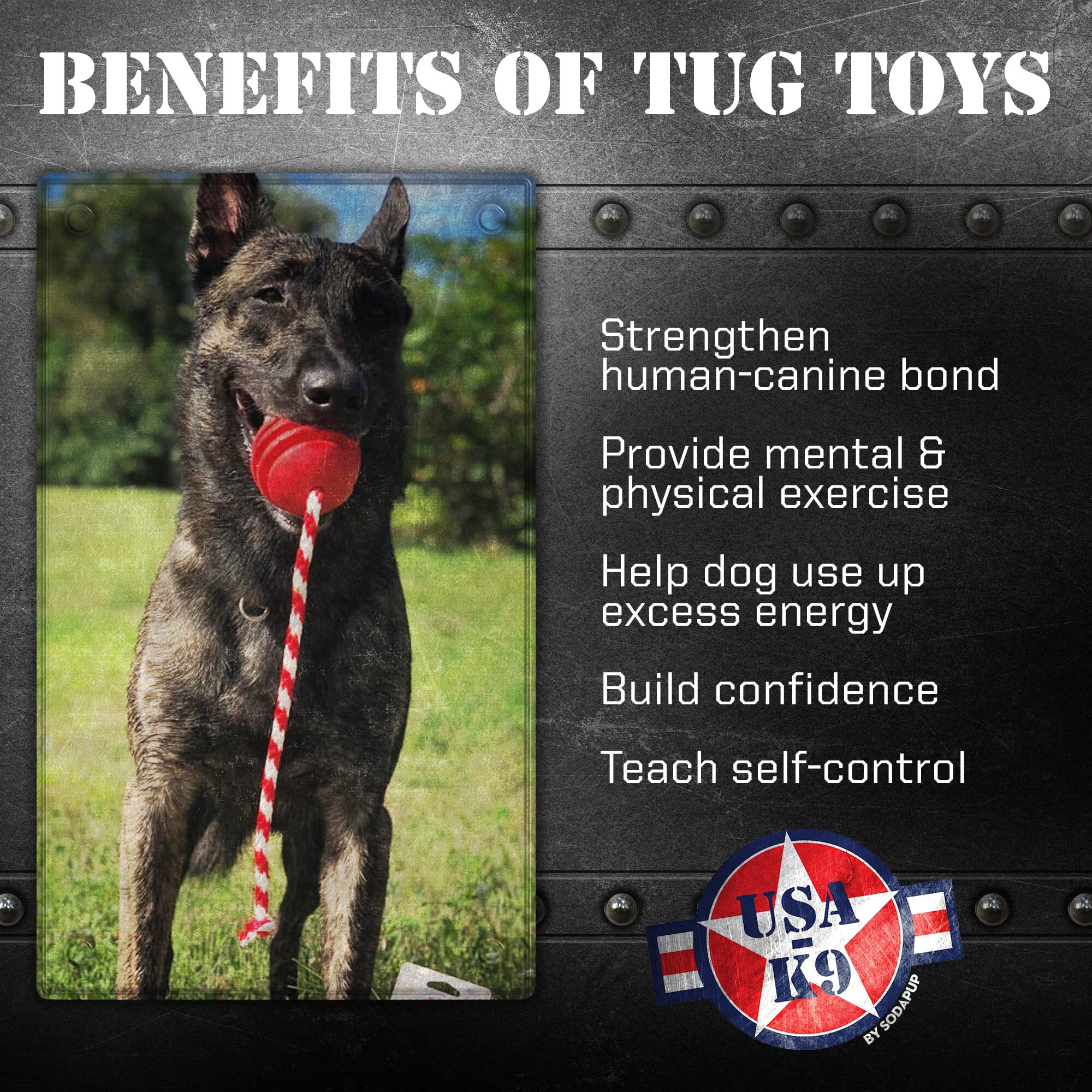 USA-K9 Stars and Stripes Large Rubber Dog Chew Toy