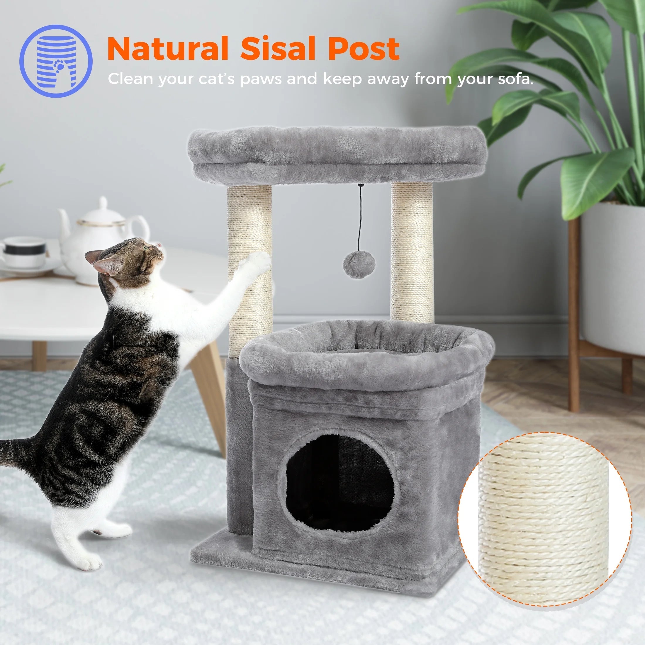 Medium Cat Tree with Removable Perches and Sisal Scratching Posts