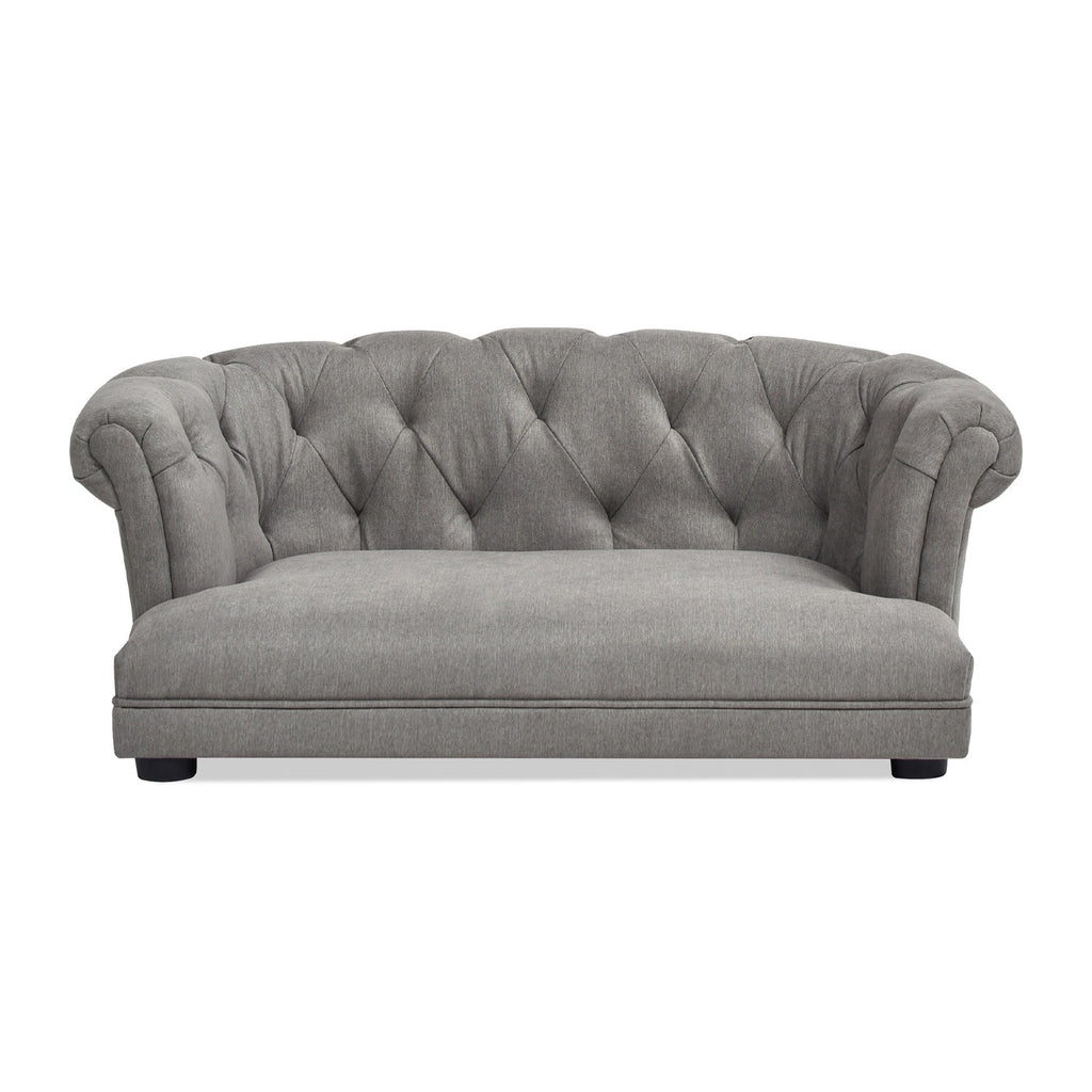 Gray Velvet Chesterfield Pet Sofa for Small and Medium Pets