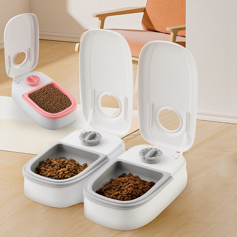 2-in-1 Gravity Pet Feeder and Water Dispenser, Pink or Gray