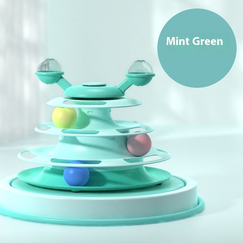 Four-Layer Cat Turntable Toy with Rotating Balls