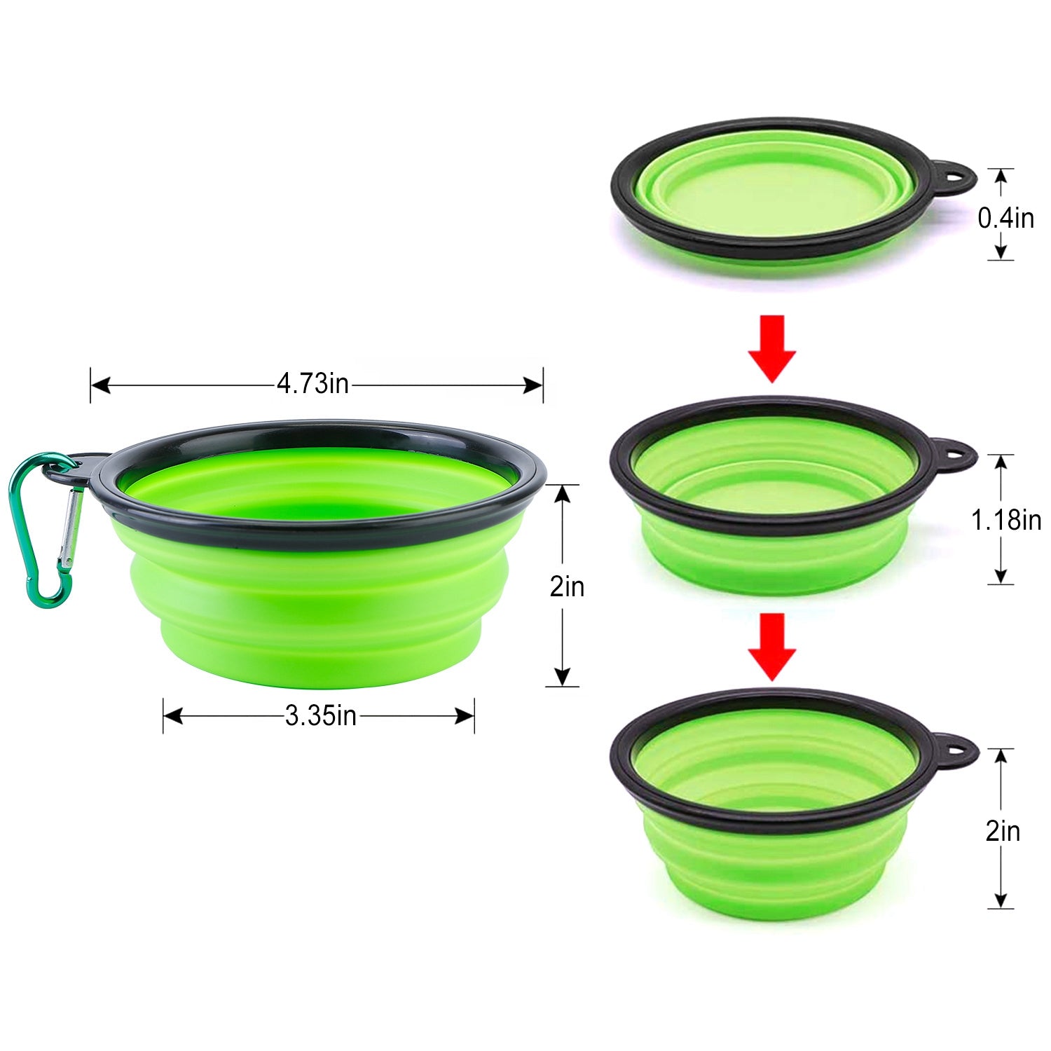 Collapsible Silicone Dog Bowls Set of 4 with Carabiners