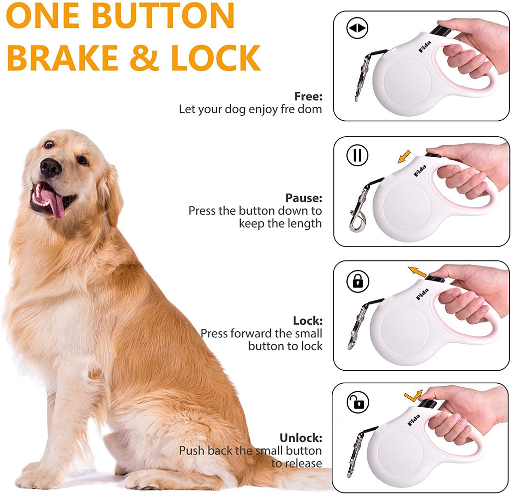 16ft Retractable Leash for Small Dogs and Cats, Reflective, with Waste Bag Dispenser