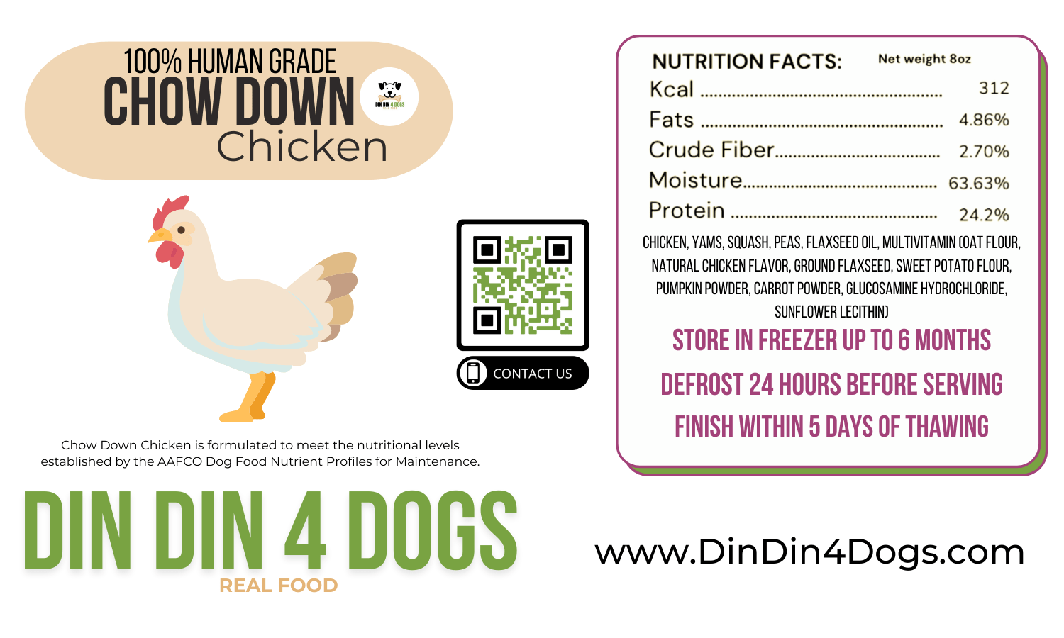 Chicken and Salmon Combo Dog Food, 8oz Portion