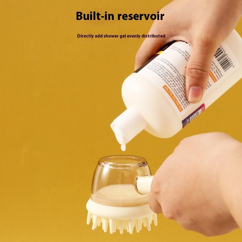 2-in-1 Pet Bathing Massage Brush with Shampoo Dispenser, 18cm