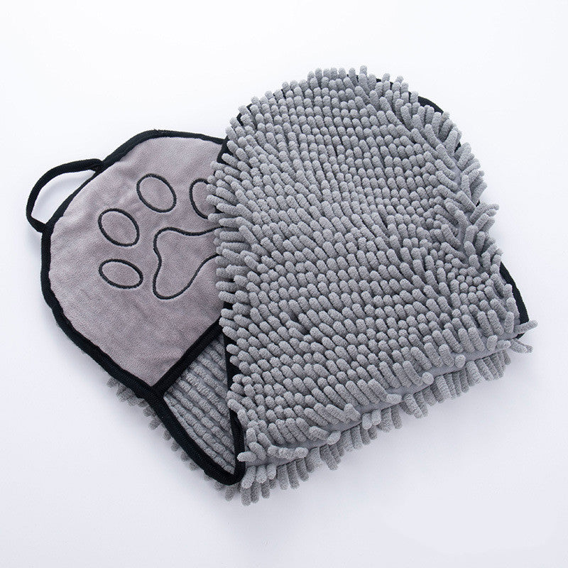 Chenille Dog Towel with Double Pockets, 62 x 23 cm