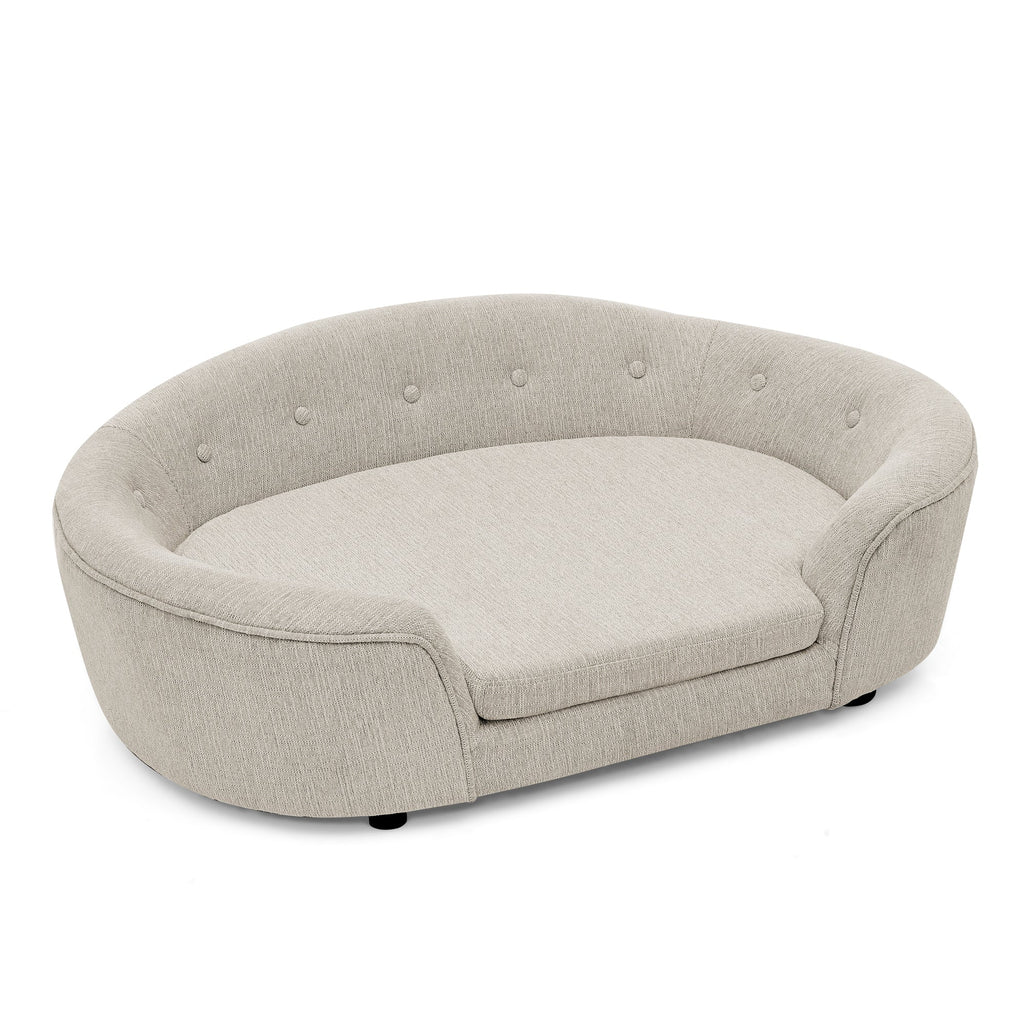 Modern Oval Foam Pet Sofa for Large and Oversized Dogs, Beige