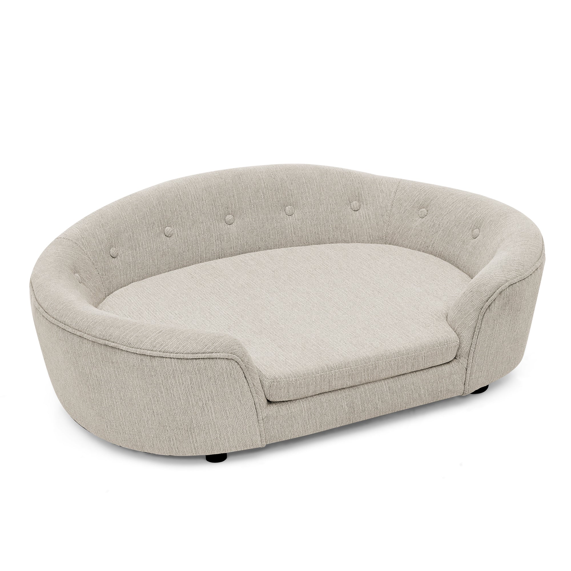 Modern Oval Foam Pet Sofa for Large and Oversized Dogs, Beige