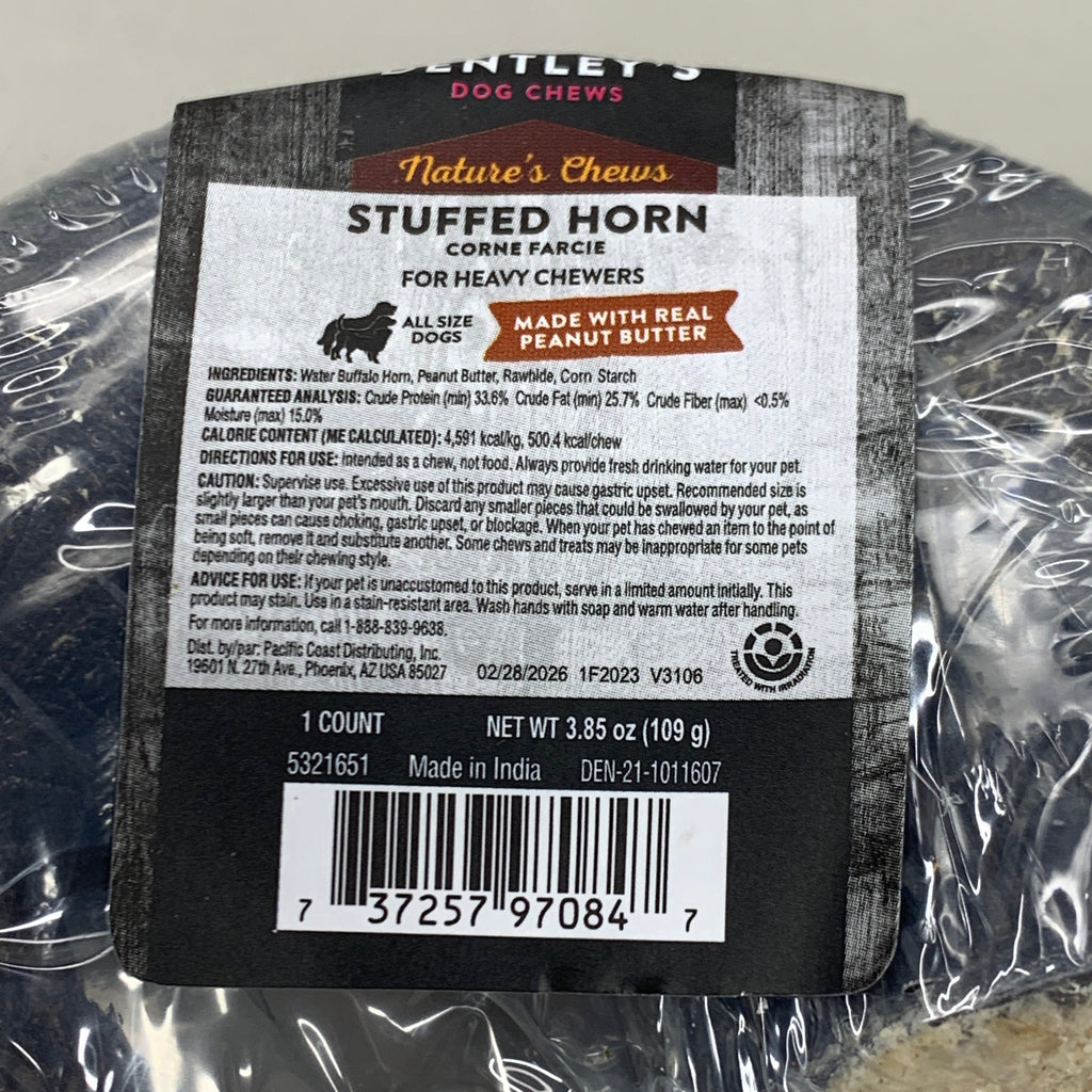 Peanut Butter Filled Buffalo Horn Dog Chews, 12 Pack