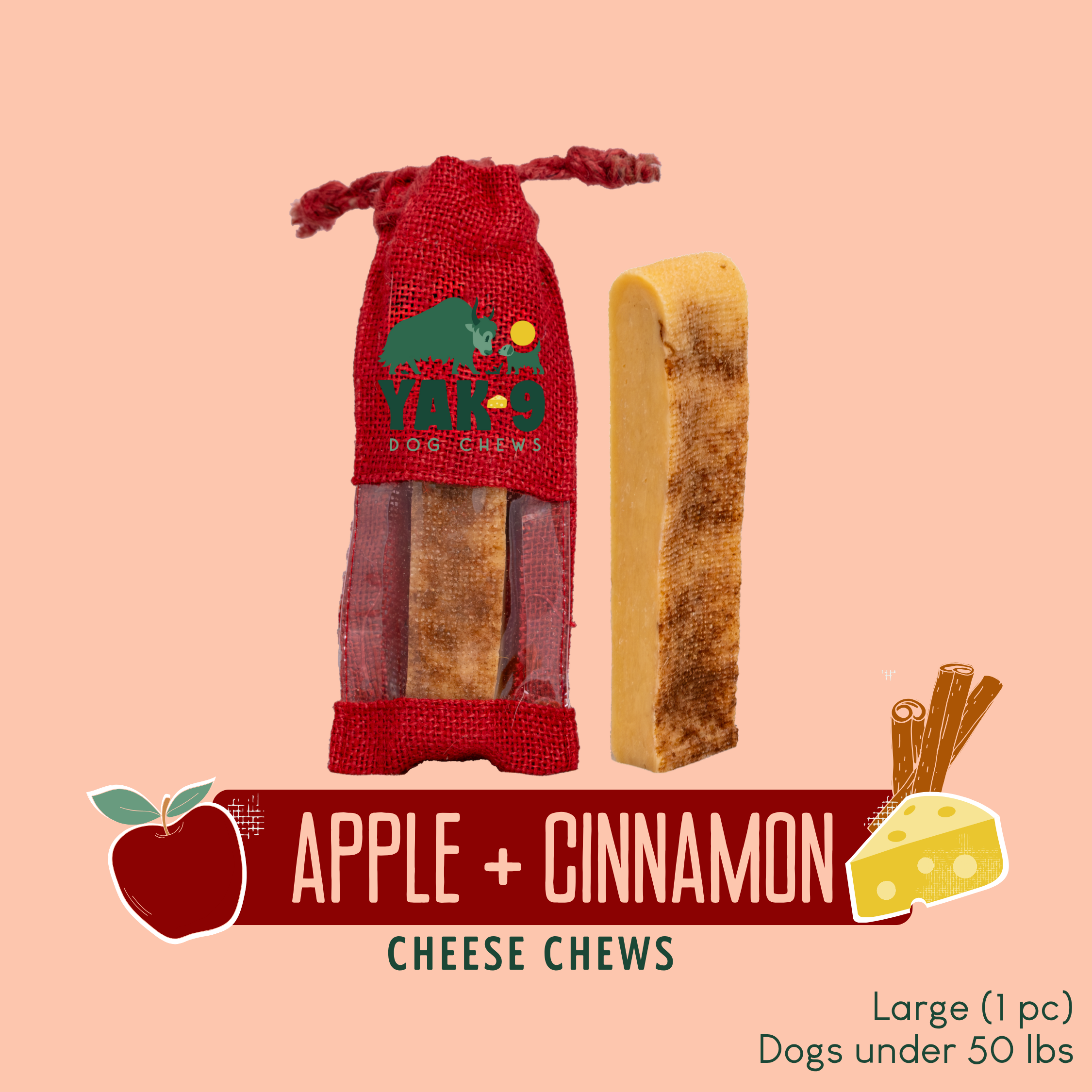 Apple & Cinnamon Yak Milk Dog Chew – All Natural Ingredients