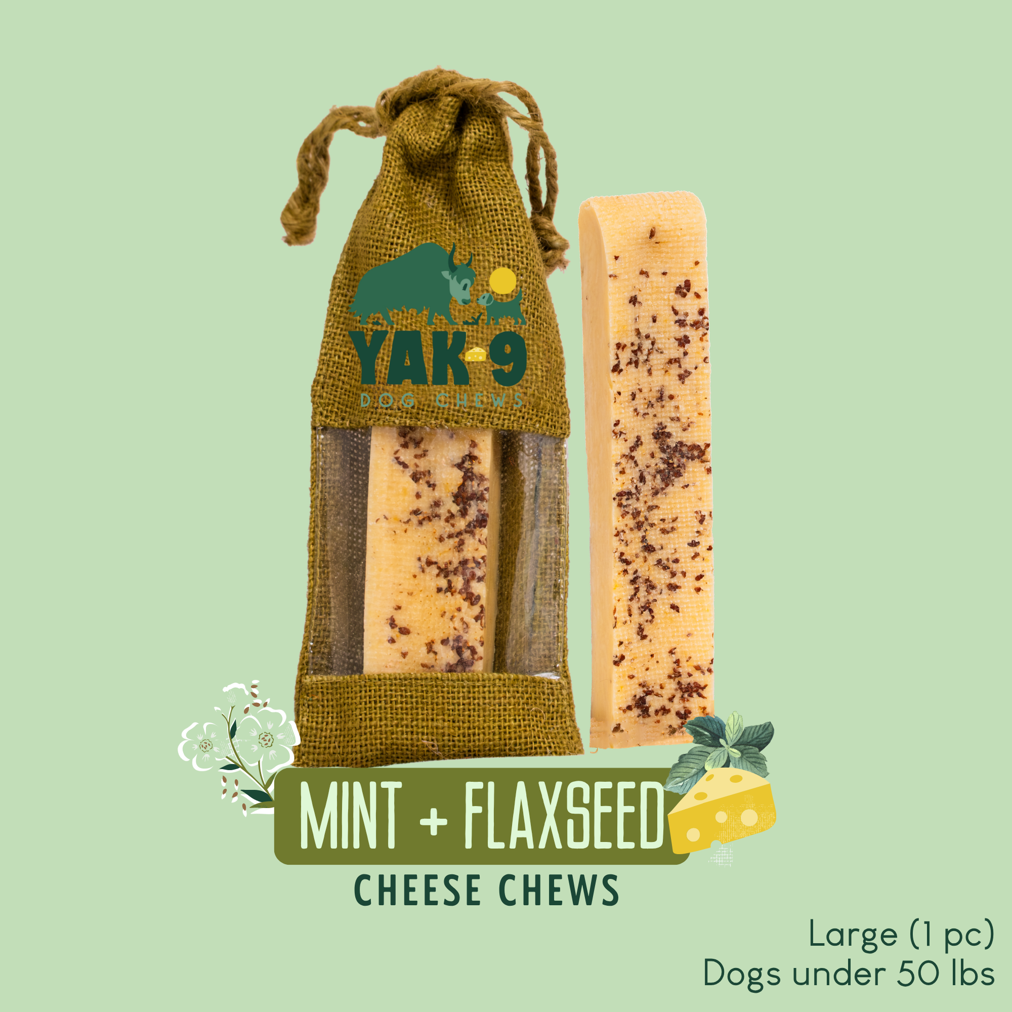 Yak9 Flaxseed & Mint Yak Chews for Dogs