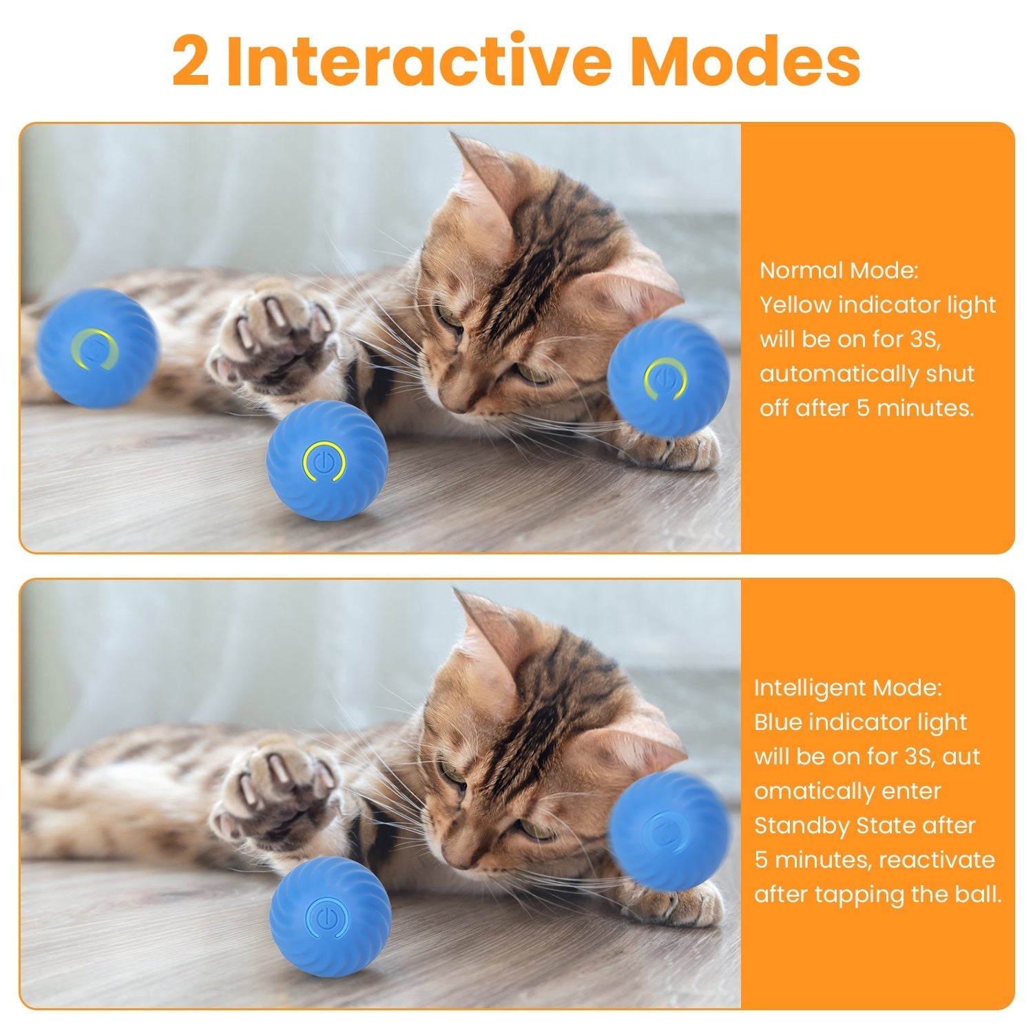 Interactive Rolling Ball Cat Toy with Rechargeable Battery