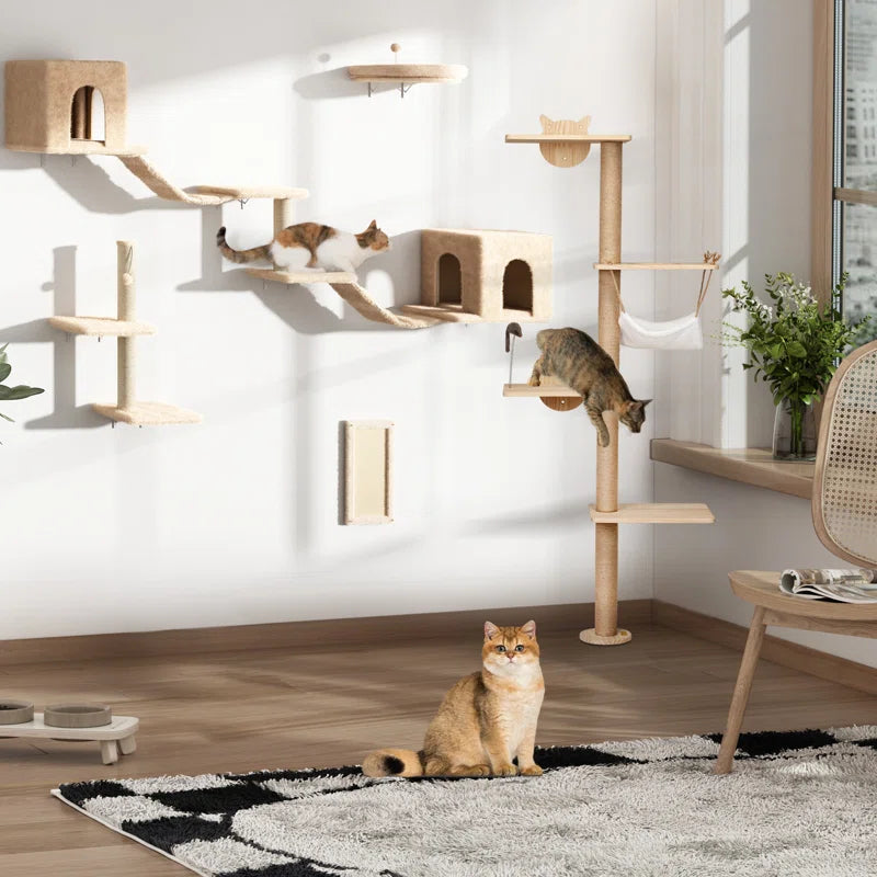 Wall-Mounted Cat Tree Set – Modern Space-Saving Design