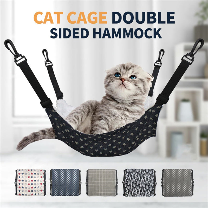 Adjustable Cat Hammock Bed – Canvas or Plush, Multiple Sizes
