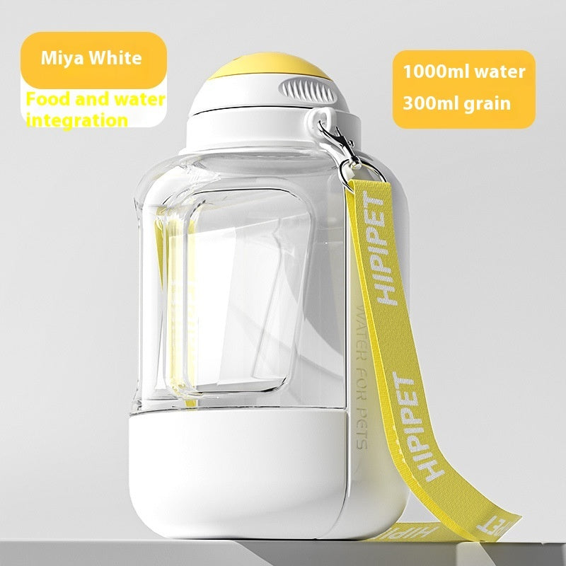 2-in-1 Dog Water Bottle and Food Container, 1000ml Capacity