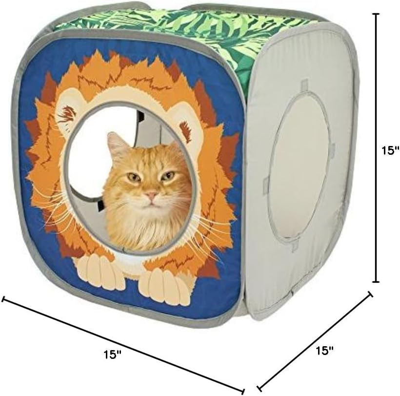 Pop-Up Cat Cube Hideaway – Tiger or Panther Style