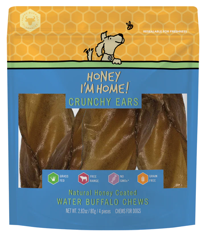 Crunchy Buffalo Ear Dog Chew with Natural Honey Coating
