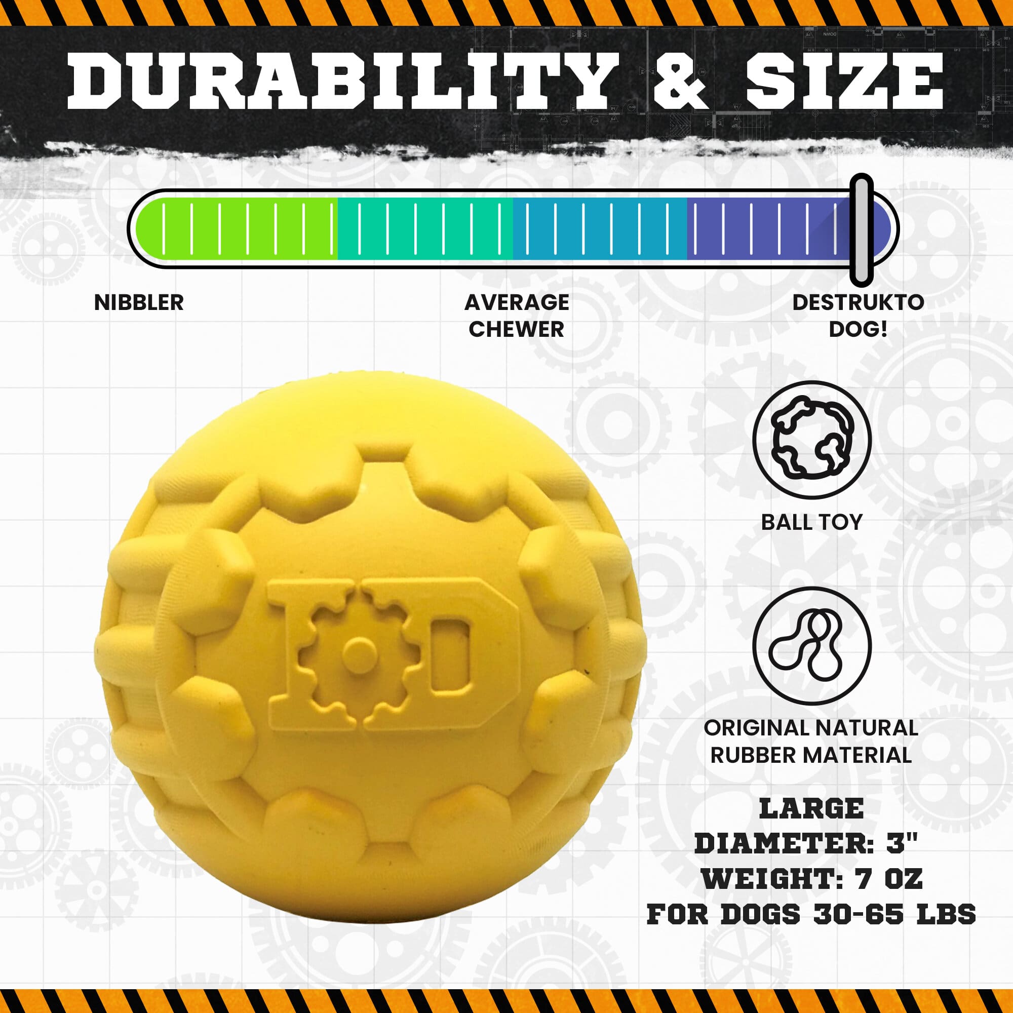 Industrial Dog Ball Ultra-Durable Rubber Chew Toy for Large Dogs