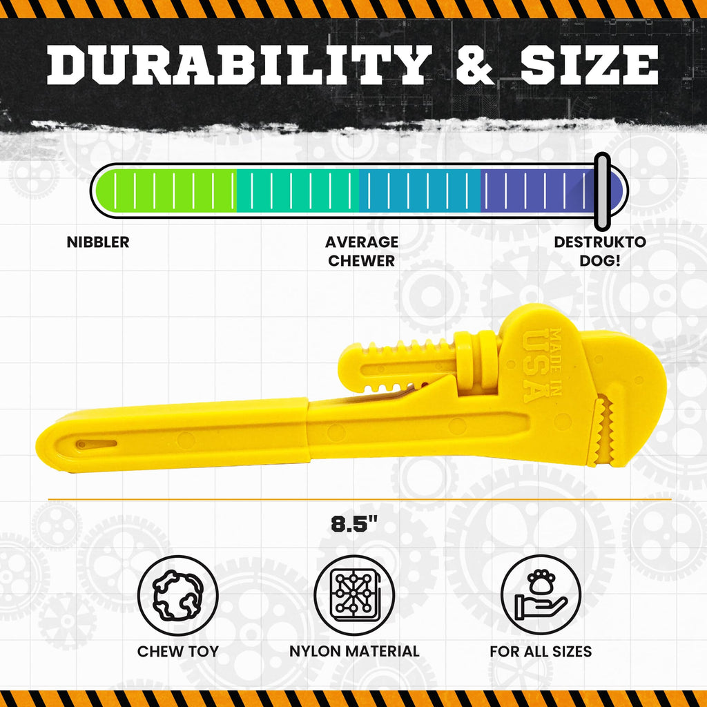 Pipe Wrench Nylon Dog Chew Toy – Durable Yellow Chew for All Dogs